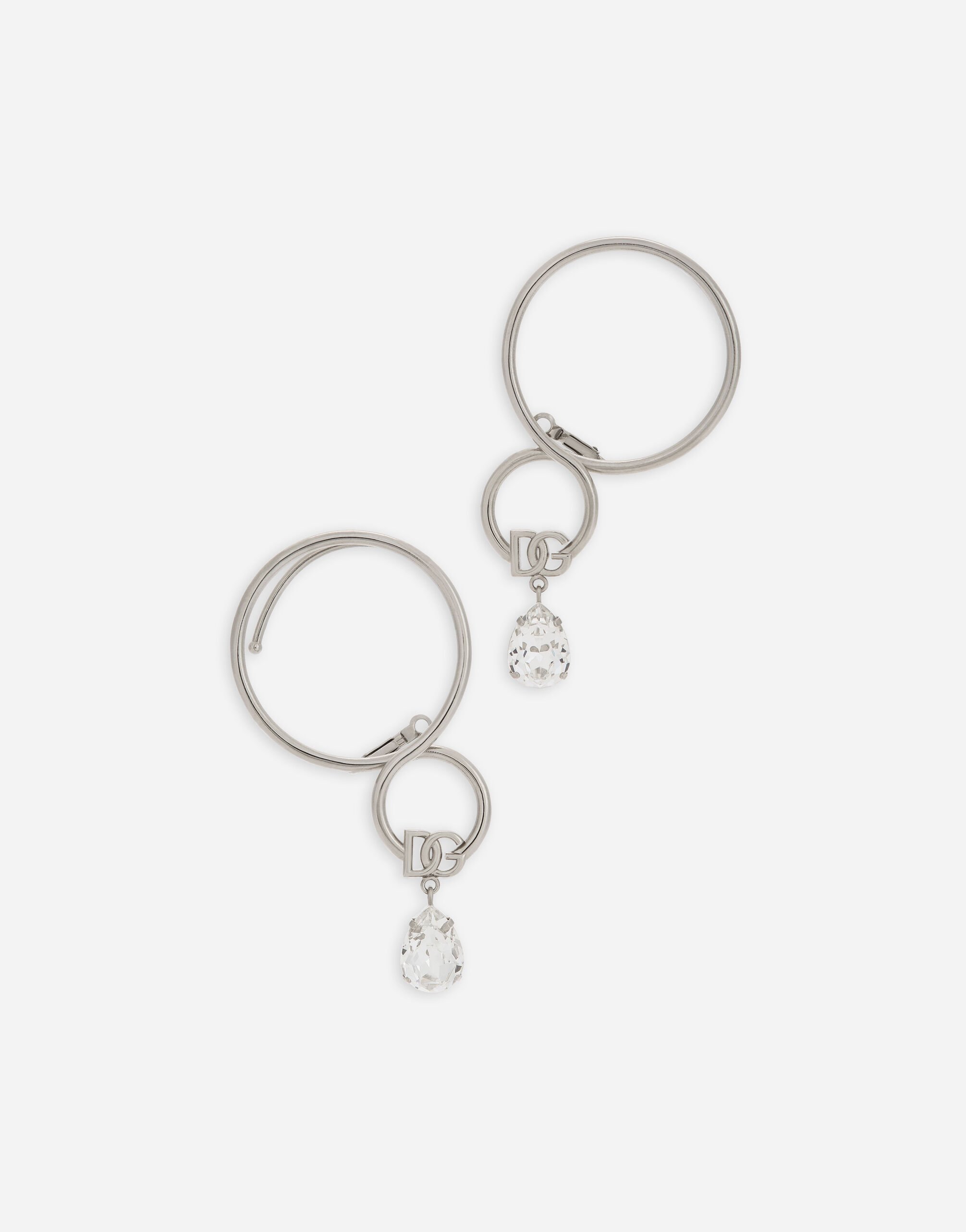 Dolce & Gabbana Ear cuff earrings with DG logo and rhinestones Silver WEQ2X6W1111