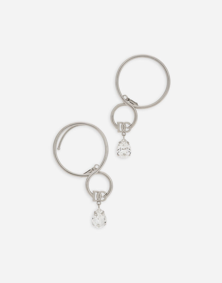 Dolce & Gabbana Ear cuff earrings with DG logo and rhinestones Silver WEP2L7W1111