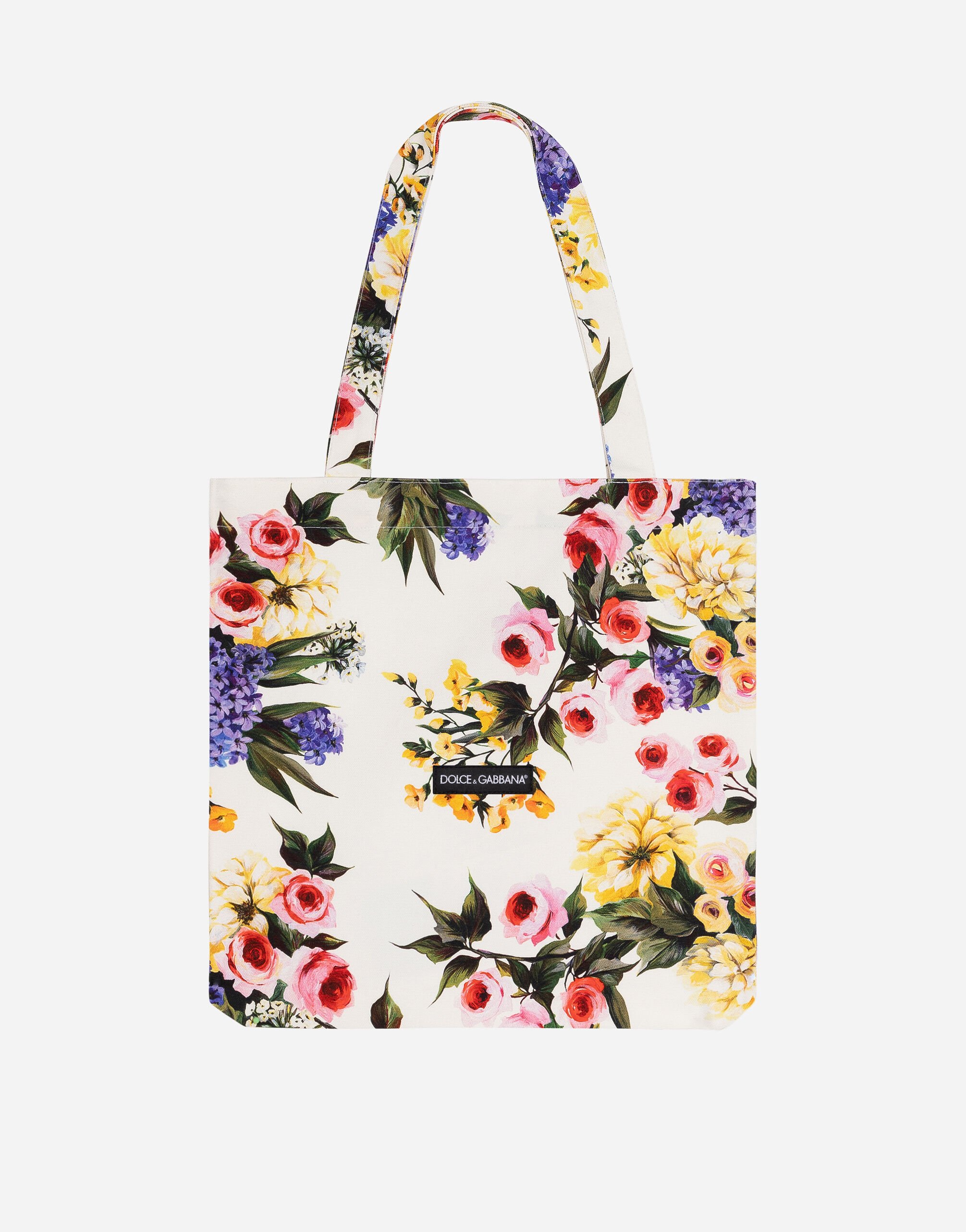 White canvas shopper with garden print