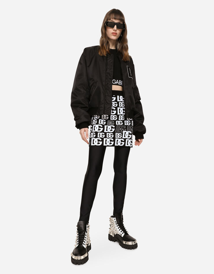 Dolce & Gabbana Nylon bomber jacket with DG logo patch Black F9O03ZFUMNQ