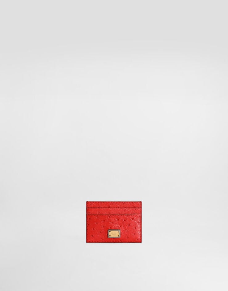 Dolce & Gabbana Polished ostrich leather card holder Red BI0330A8G31