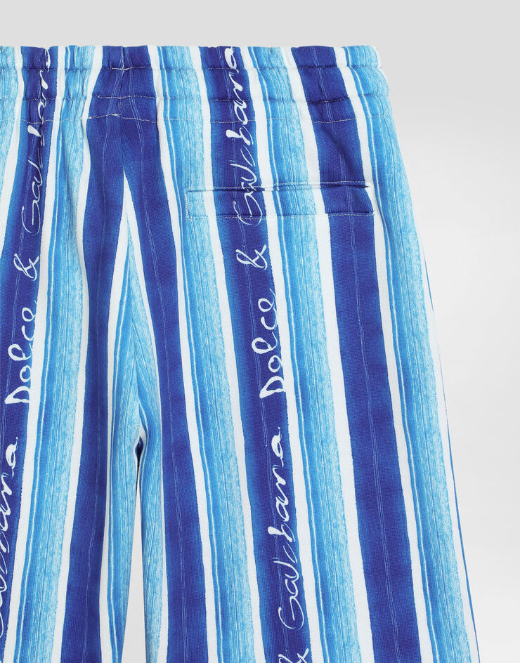 Dolce & Gabbana Fleece shorts with striped print Blue L4JQU2HS7PT