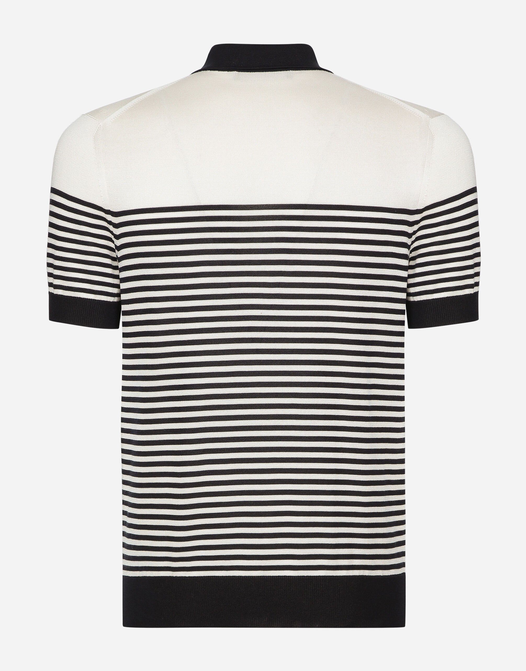Striped silk polo-shirt with DG patch in Multicolor for Men