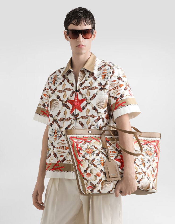 Dolce & Gabbana Shell-print canvas and calfskin atene shopping bag Multicolor BM7806AG665