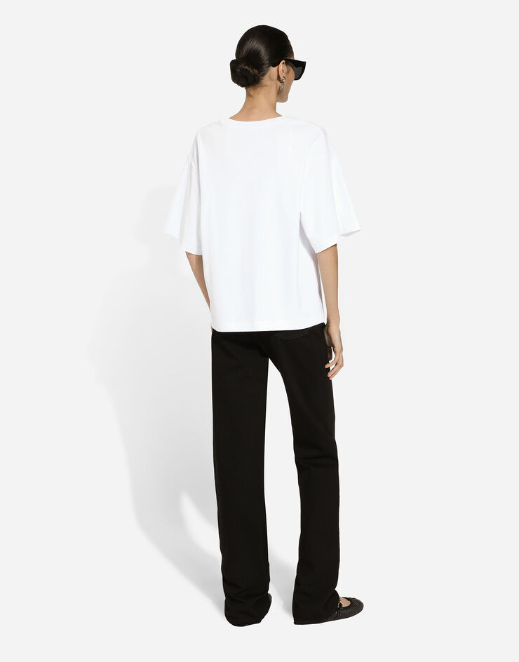 Dolce & Gabbana Camiseta de punto con inscripción del logotipo Dolce&Gabbana Blanco F8V12ZGDCNW