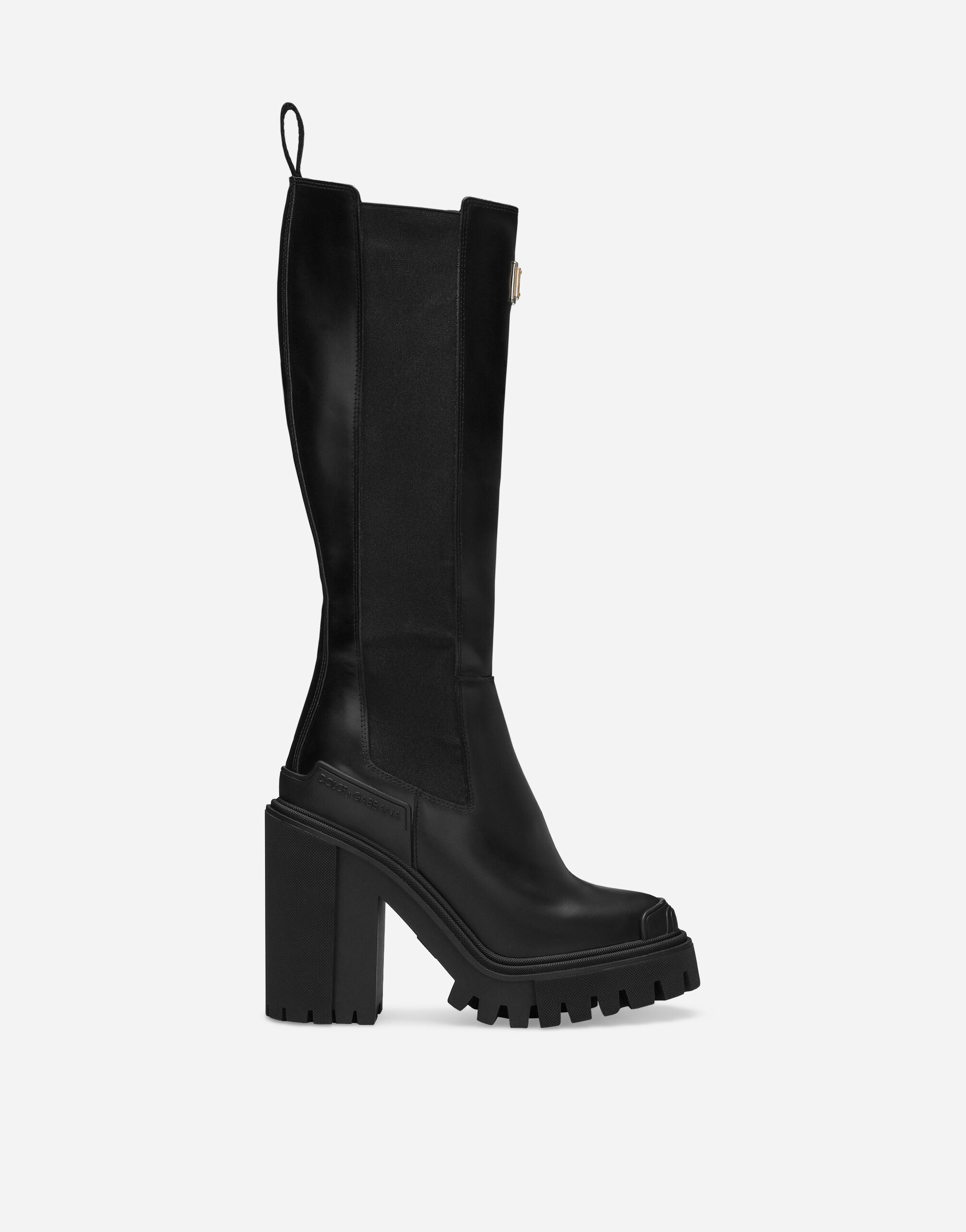 Bottes en cuir de veau en Noir pour femme Dolce Gabbana