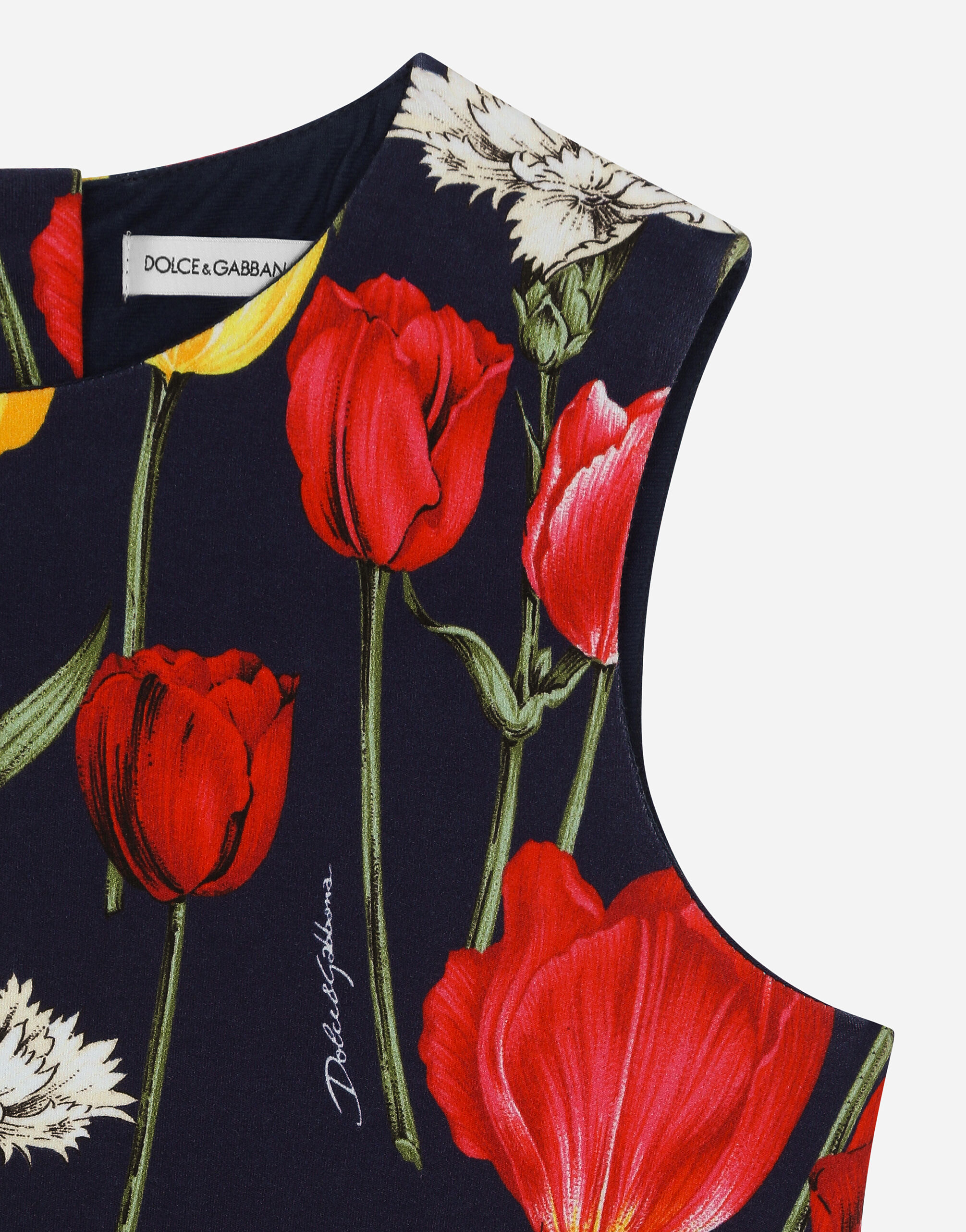 Interlock dress with tulip print en Imprime pour fille Dolce Gabbana