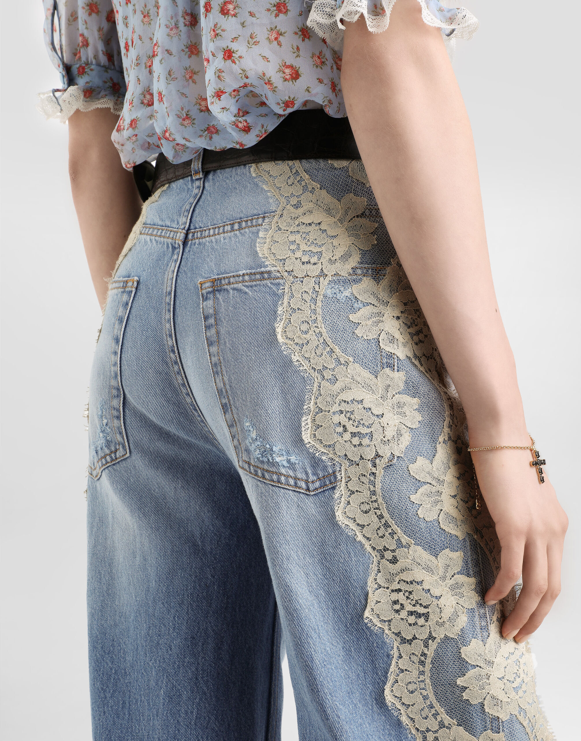 5-pocket denim trousers in Multicolor for Women | Dolce&Gabbana® US