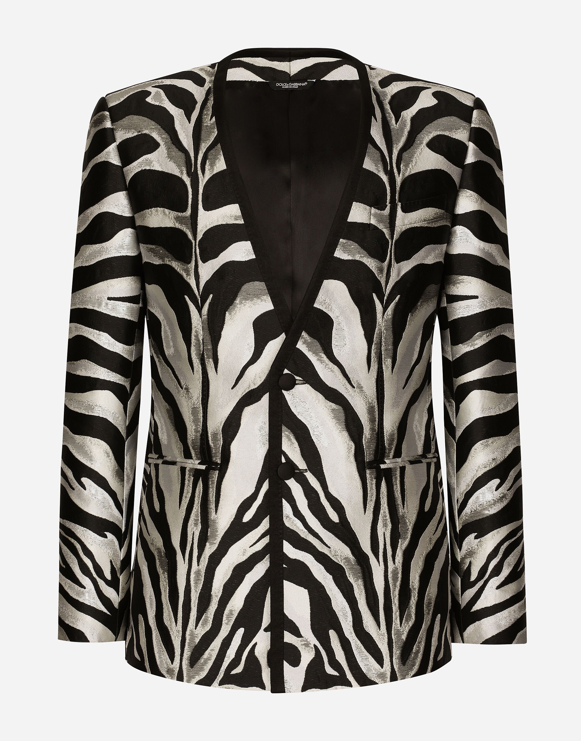 Dolce & Gabbana Zebra-design lamé jacquard Sicilia-fit jacket Multicolor GKSGMTFJSCN