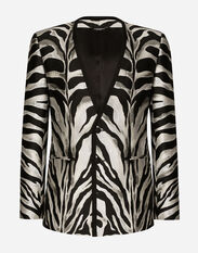 Dolce & Gabbana Zebra-design lamé jacquard Sicilia-fit jacket Multicolor G708RTFUTAT