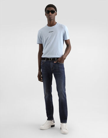 Dolce & Gabbana T-shirt en coton à écusson brodé Azure G8RN8ZG7NUB