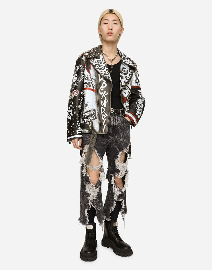 Dolce & Gabbana Куртка из бычьей кожи с принтом разноцветный G9XS8ZGF023