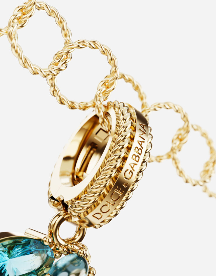 Dolce & Gabbana Pendente arcobaleno in oro giallo 18 kt con gemme multicolori che rappresentano il numero 8 Oro Giallo WAPR1GWMIX8
