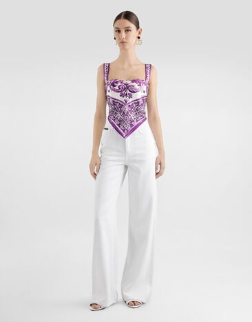 Dolce & Gabbana Majolica-print silk top Multicolor F7BB0THI1T1