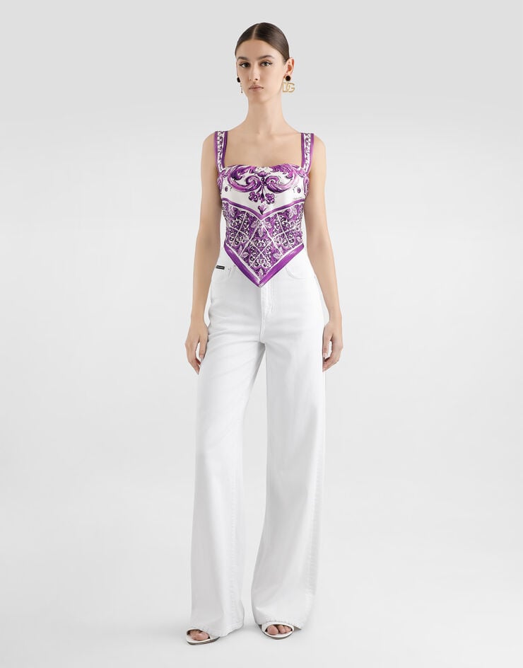 Dolce & Gabbana Haut en soie à imprimé majoliques Multicolor F7BB0THI1T1