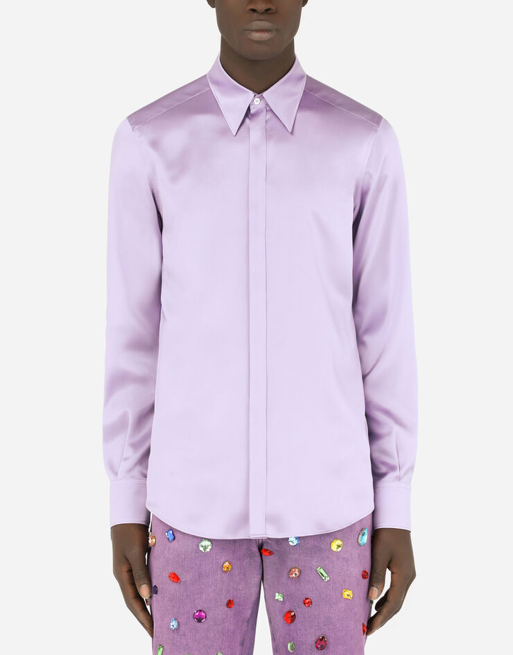Dolce & Gabbana Silk satin Martini-fit shirt 퍼플 G5JL8TFU1UU
