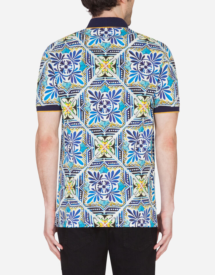 Dolce & Gabbana Cotton polo shirt with maiolica print MAIOLICA PRINT G8LB0TFI7VM