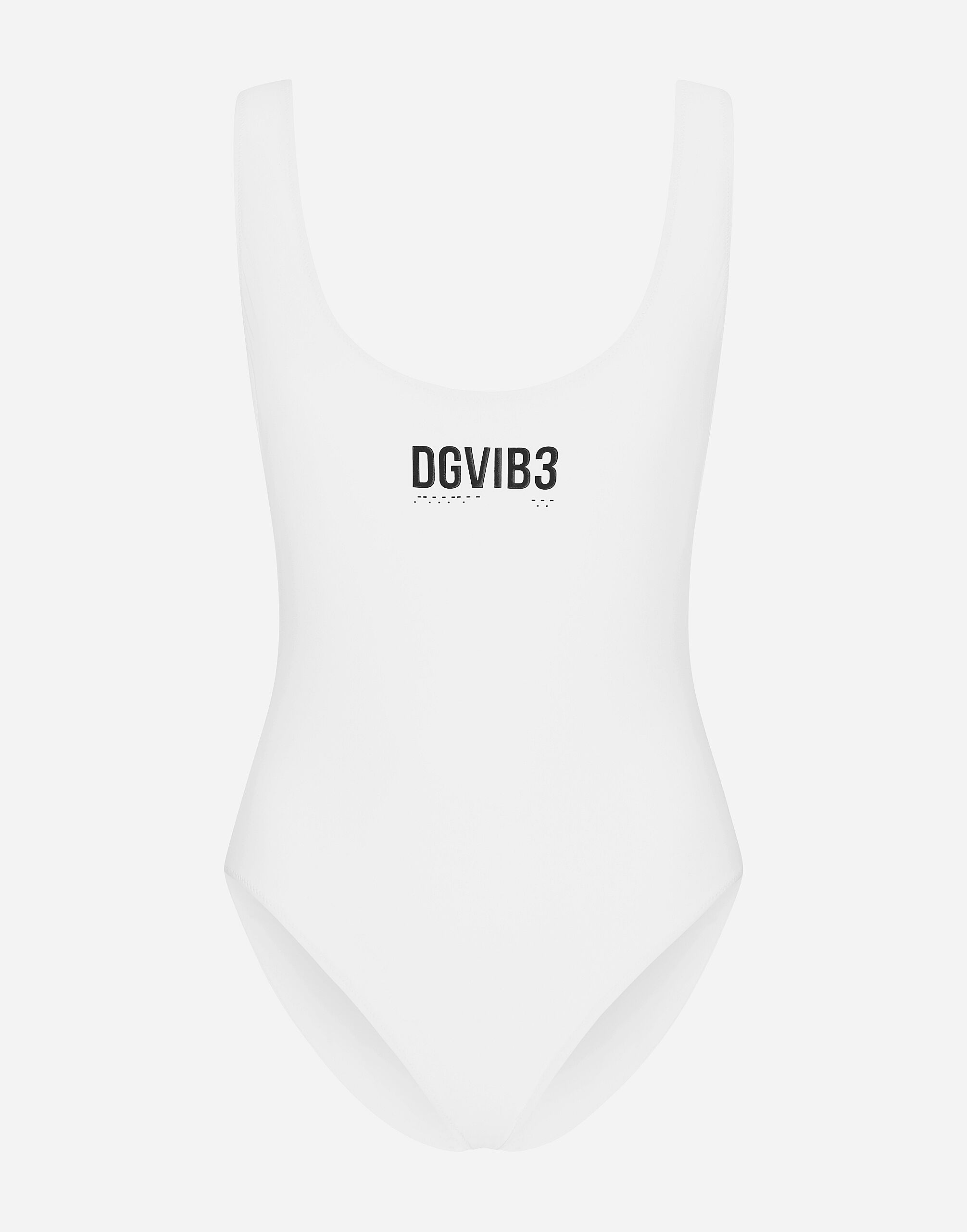 Dolce & Gabbana One-piece racing swimsuit with DGVIB3 print Print O8C09JFSG8G
