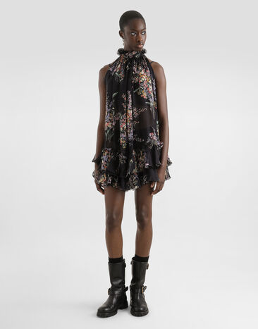 Dolce & Gabbana Flower bouquets-print chiffon dress Multicolor F611ATIS100