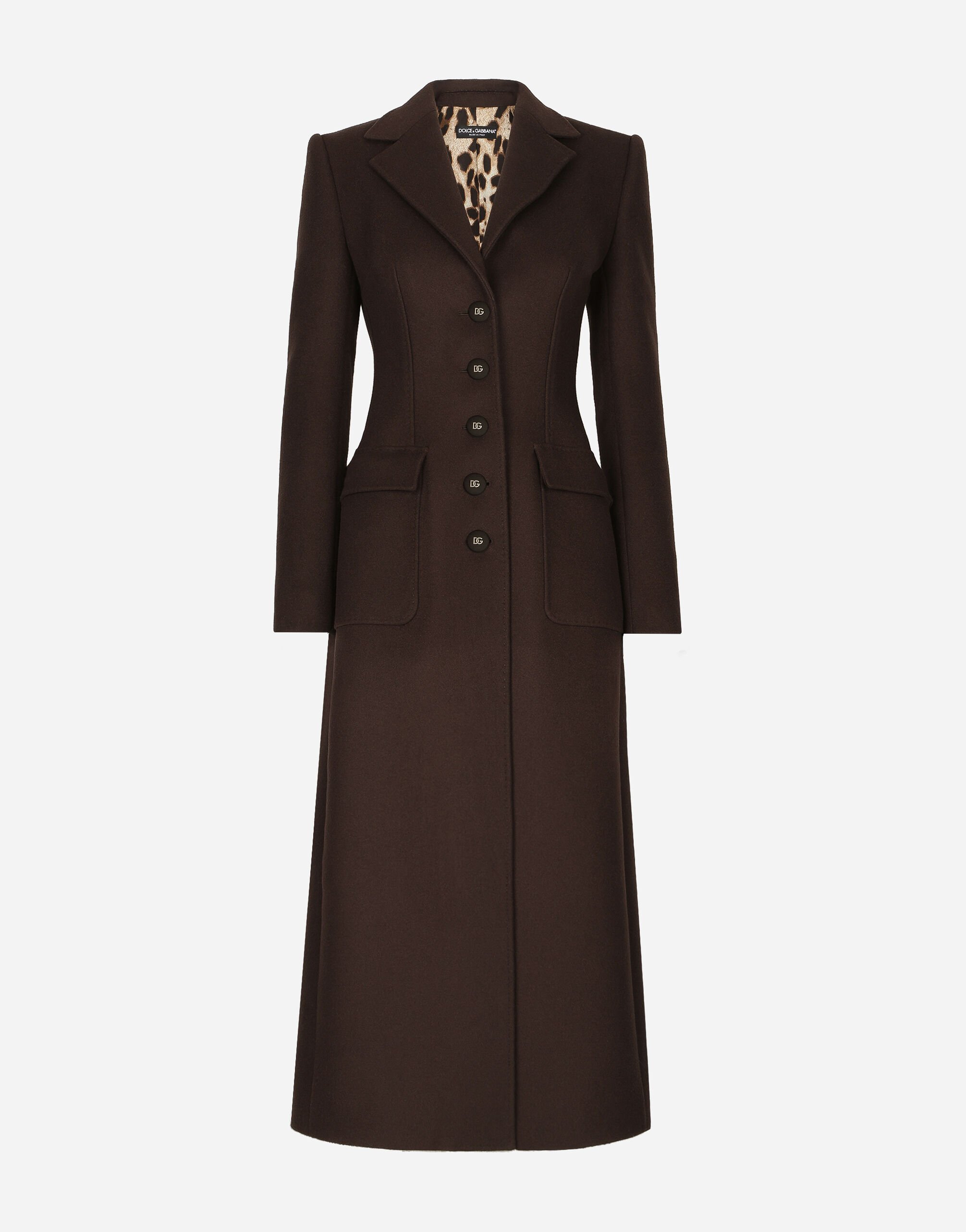 Dolce & Gabbana Long single-breasted wool and cashmere coat Black F0E1PTFUBCI