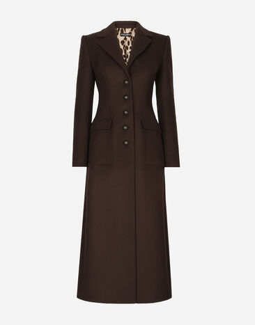 Dolce&Gabbana 싱글 브레스티드 울 캐시미어 롱 코트 브라운 F0C1WTFU26Y