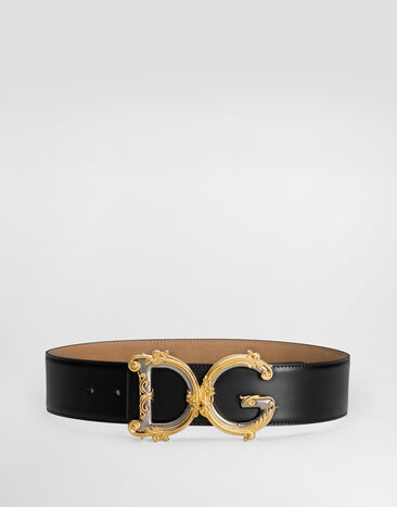 Dolce & Gabbana حزام من جلد العجل بشعار أسود BE1336AZ831