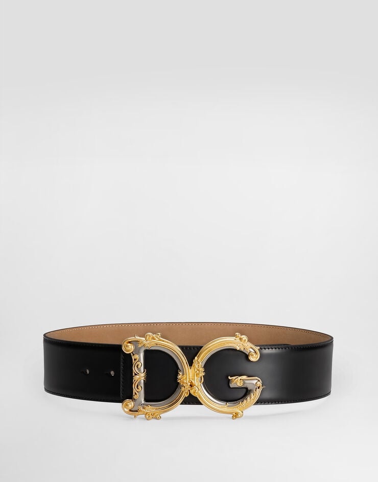 Dolce & Gabbana Calfskin belt with logo Black BE1336AZ831