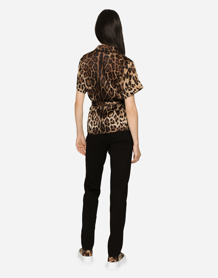 Dolce & Gabbana Pantaloni in jersey con elastico logato Nero FTCD2TGDO95