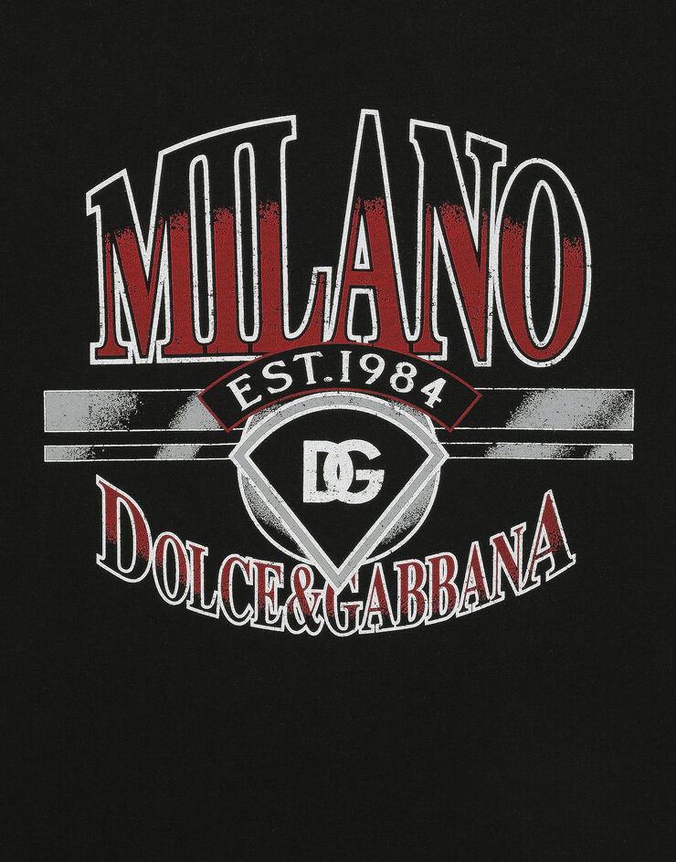 Dolce&Gabbana Milano-print cotton T-shirt with DG logo Blue G8PE3TG7J5X