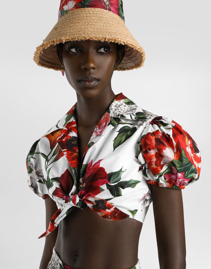 Dolce & Gabbana Camisa de popelina con estampado de flores Imprima F5T66THS5TQ