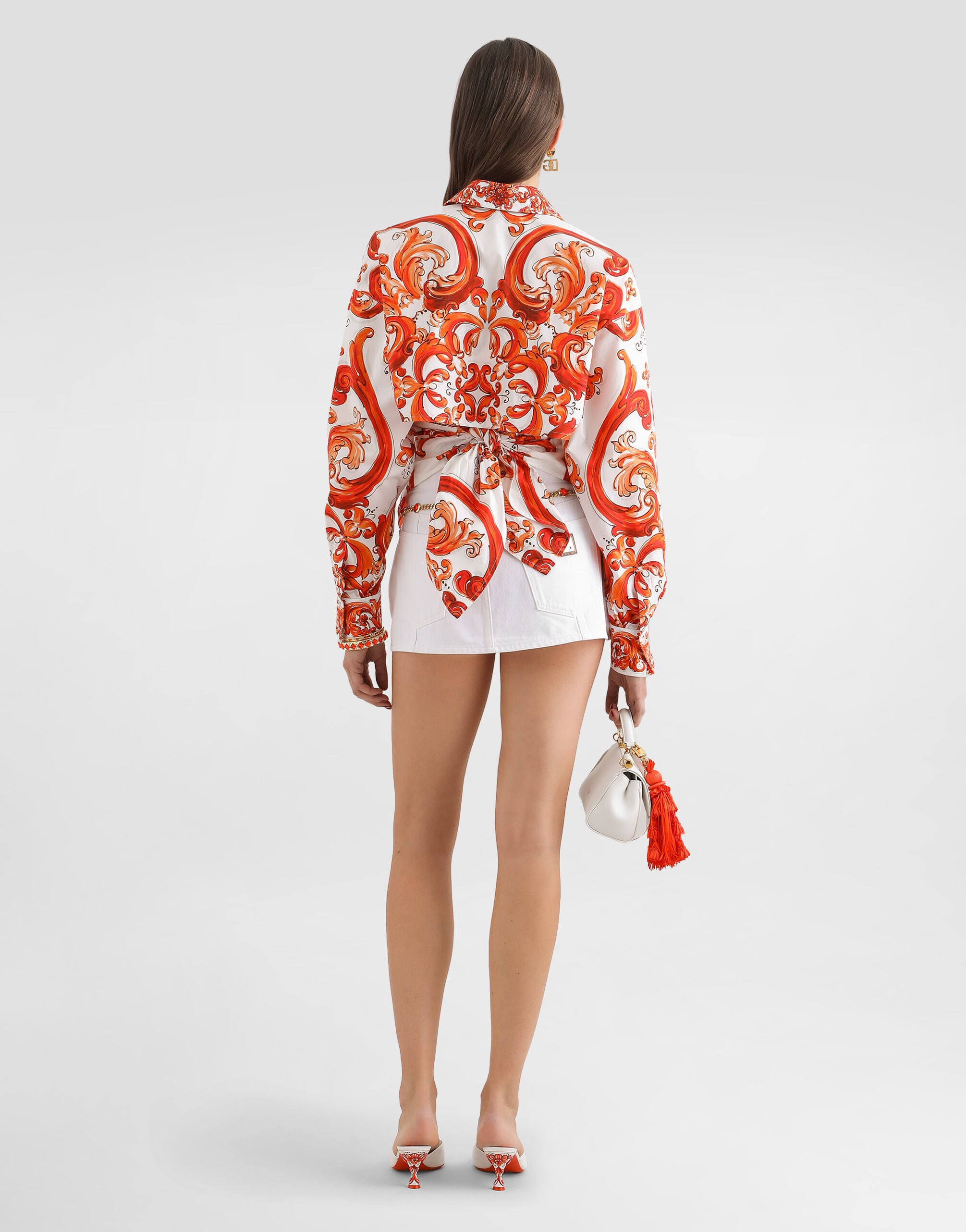 【未使用】DOLCE&GABBANAマヨリカプリント トラックJKおしゃれ Majolica-print poplin shirt in Multicolor for Women