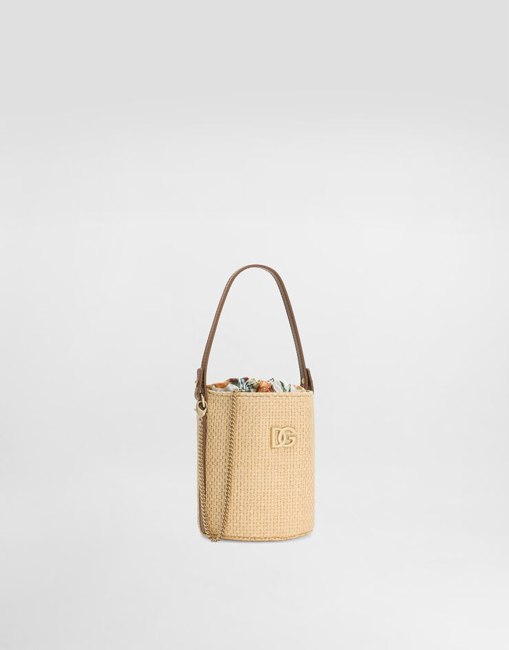 Dolce & Gabbana Straw and nappa calfskin coffa bag Print EB0266AU095