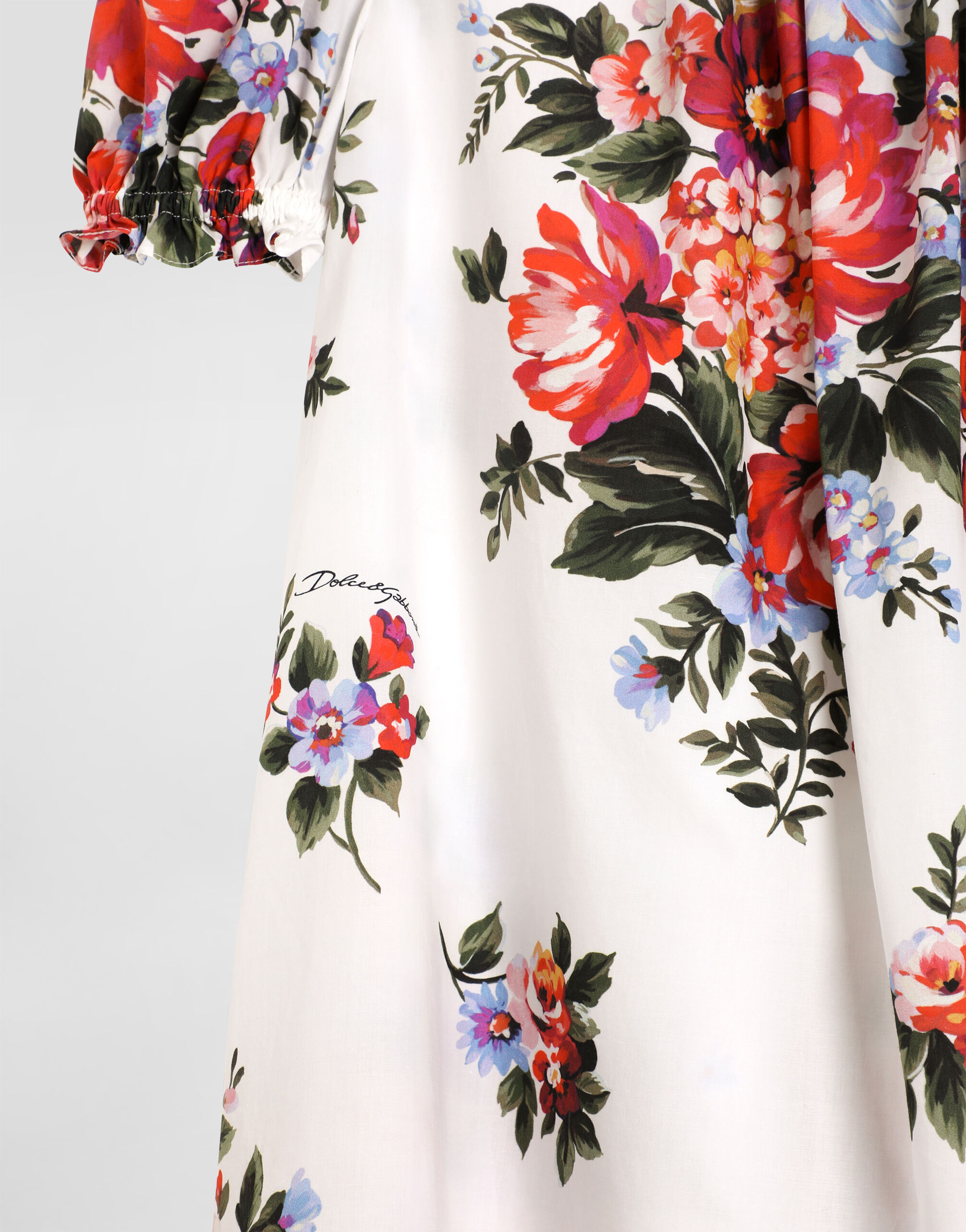 Flower bouquet-print cotton dress in Multicolor for Girls