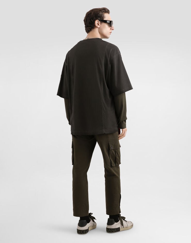 Dolce & Gabbana Waxed faille trousers Brown GP1F7THUMS8