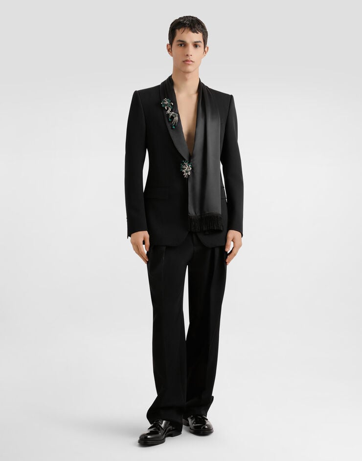 Dolce & Gabbana Einreihige Jacke aus Wollgabardine Black G2VP3TFU21E