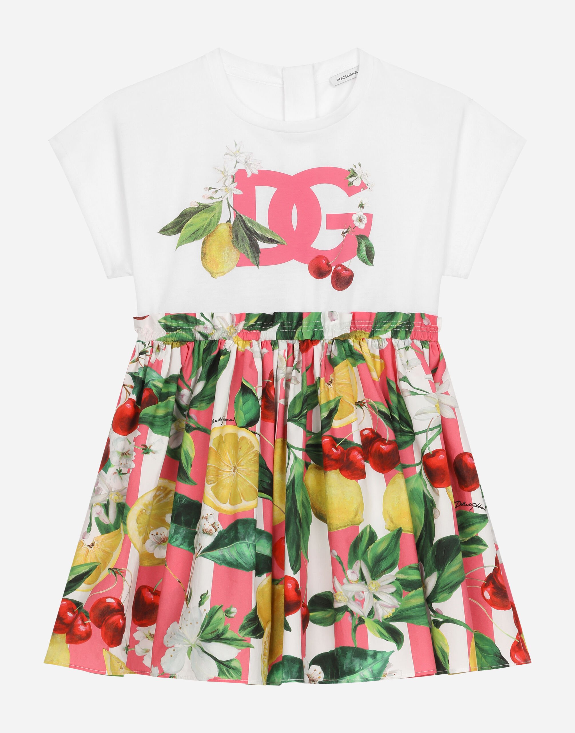 Dolce & Gabbana Poplin and jersey dress with lemon and cherry print Print L53DI6HS5QR