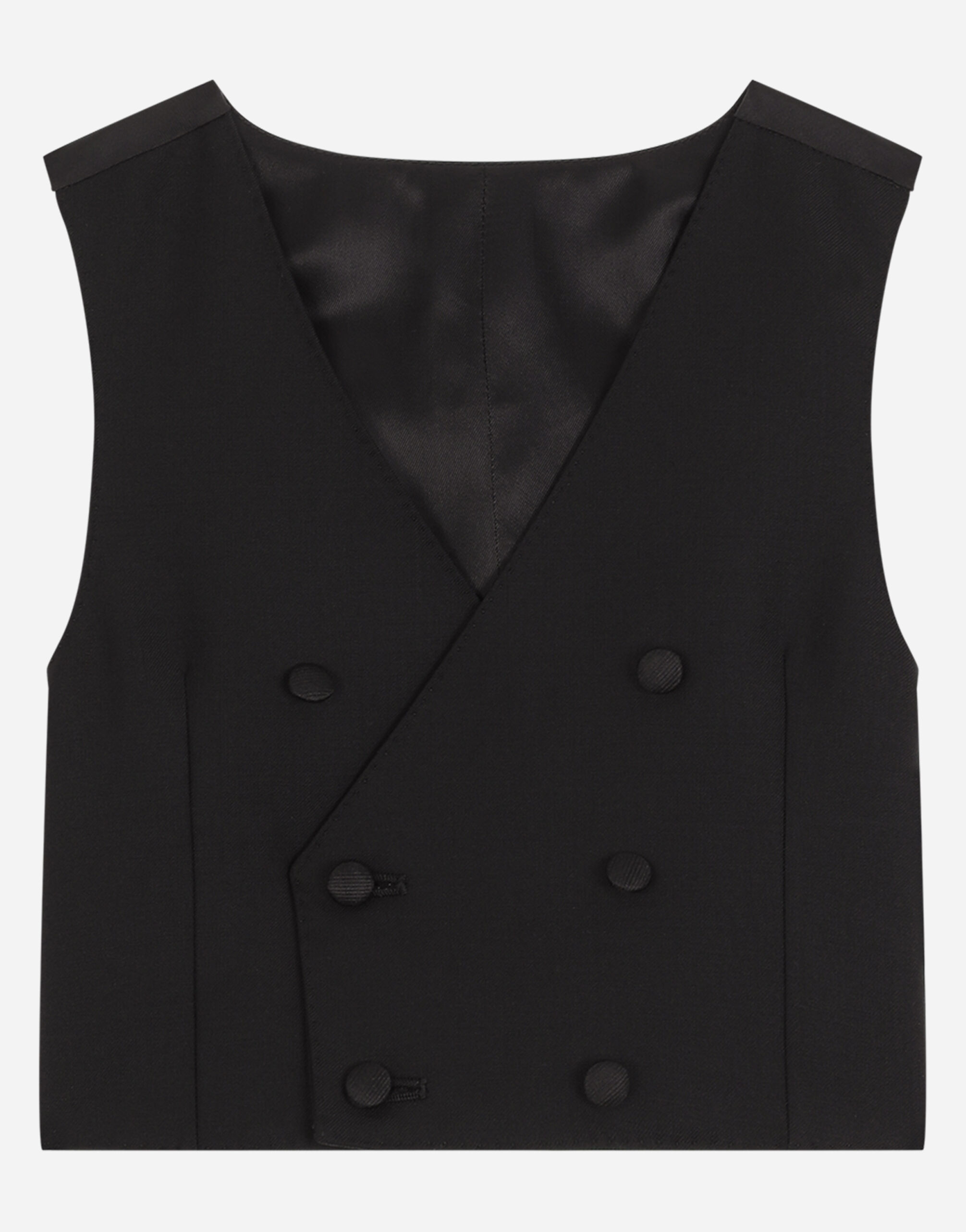 Dolce & Gabbana Double-breasted stretch woolen vest Azul L41J80FU9AQ