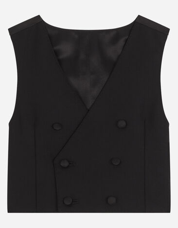 Dolce & Gabbana Double-breasted stretch woolen vest Azure L41U84FU4JB