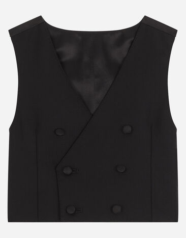 Dolce & Gabbana Double-breasted stretch woolen vest Azul L41J80FU9AQ