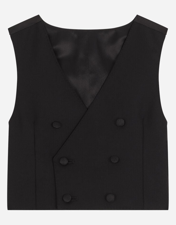 Dolce & Gabbana Gilet croisé en toile de laine stretch Noir L41V23FU2NF