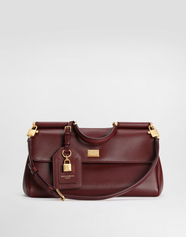 Dolce & Gabbana Sac à main My Sicily en cuir de veau plongé Bordeaux BB7782B7321