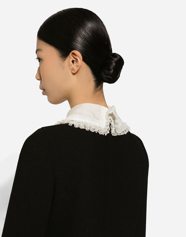 Dolce & Gabbana Short wool crepe dress with organza shirt front Black F6JFITFUBCI
