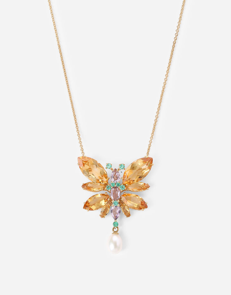 Dolce & Gabbana Spring necklace in yellow 18kt gold with citrine butterfly Gold WAJI1GWQC01