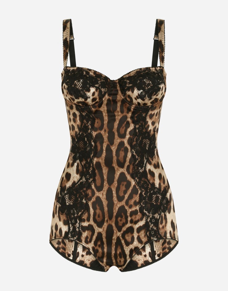 Dolce & Gabbana Leopard-print satin bodysuit Print O9A05TONO21