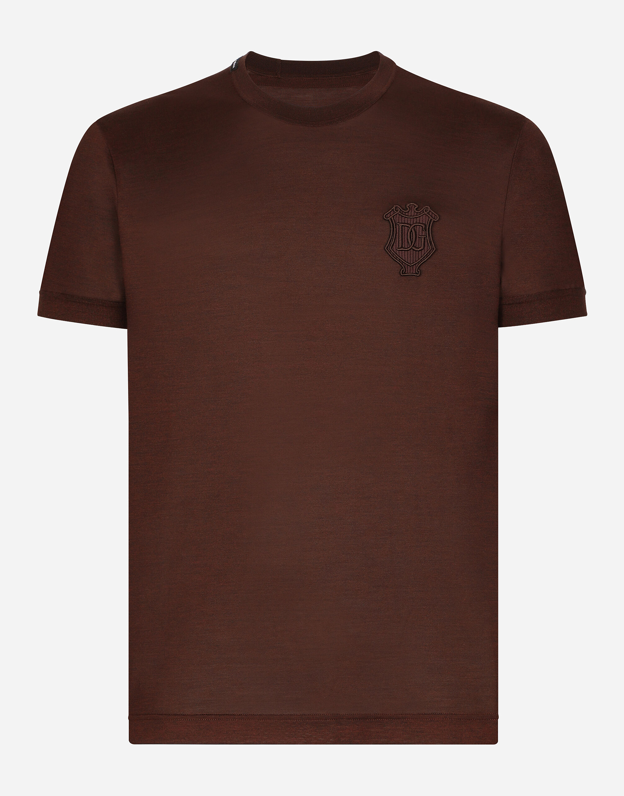 Silk round neck T shirt in Red for Men Dolce Gabbana