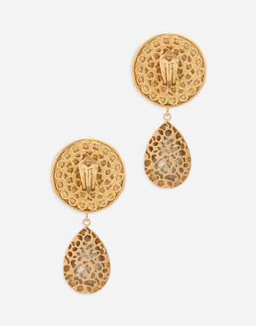 Dolce&Gabbana Orecchini con moneta logo e pendenti strass Gold WEP8L7W1111