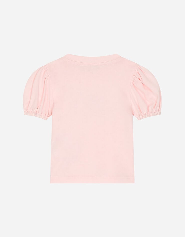Dolce & Gabbana T-shirt in jersey con logo DG e leopardini Rosa L2JTOIG7N1W
