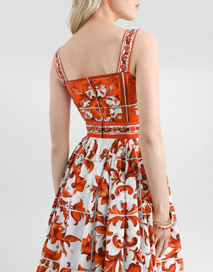 Dolce & Gabbana Majolica-print long poplin dress Dolce & Gabbana Majolica-print long poplin dress Multicolor F6TTJTGDDRL