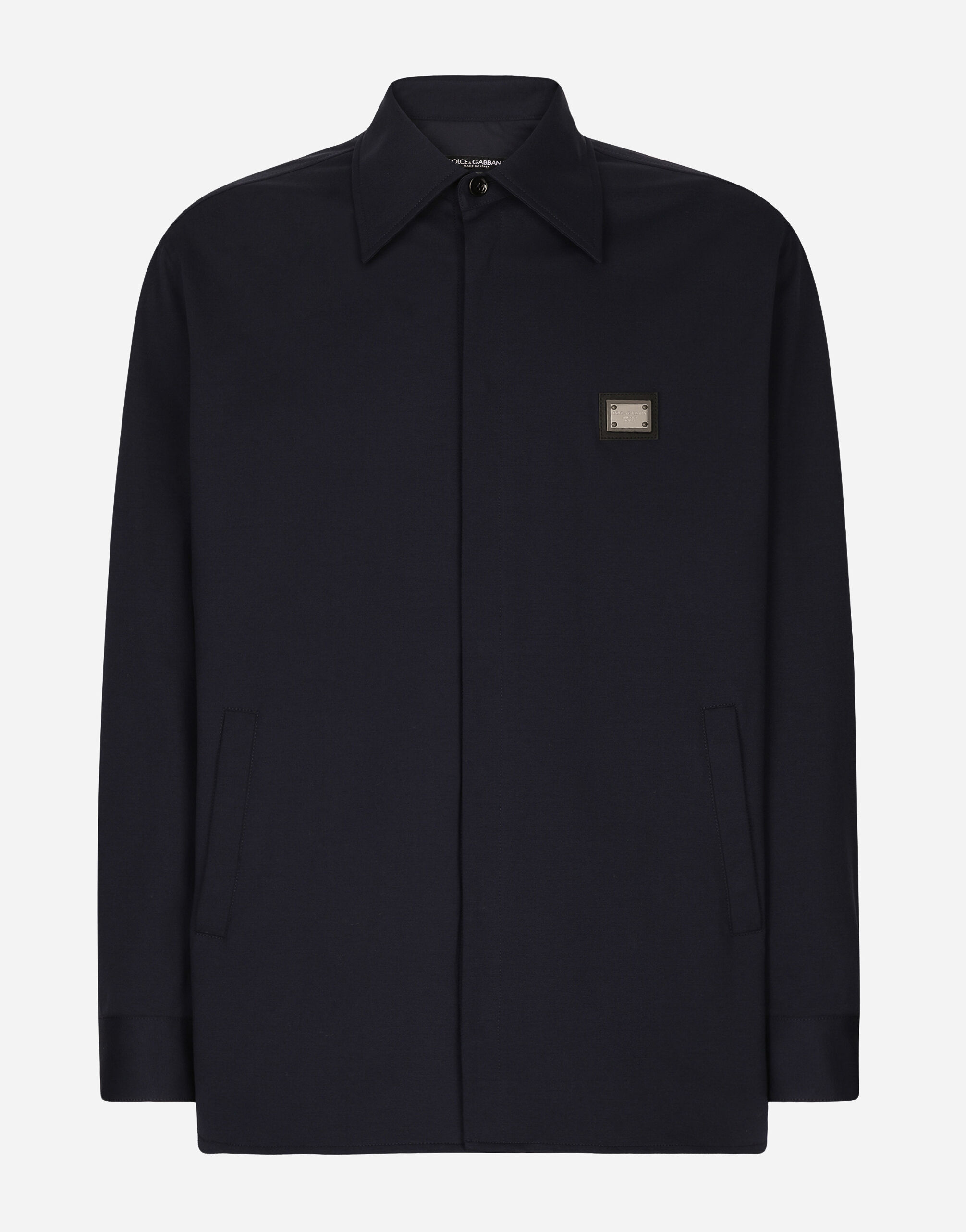 Technical fabric shirt with tag in Blue for Men | Dolce&Gabbana® US