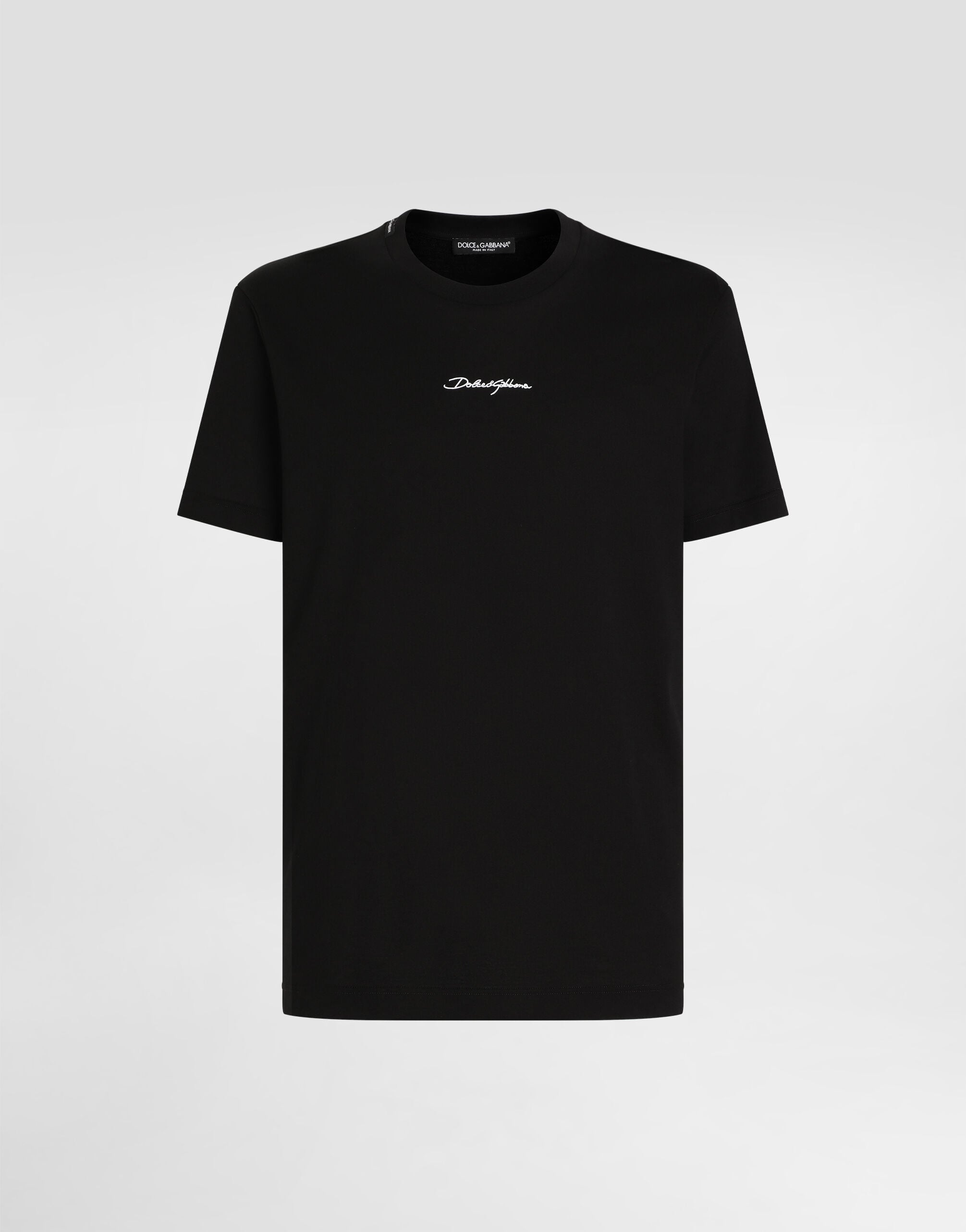 Cotton T-shirt with logo in Black for Men | Dolce&Gabbana®